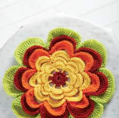 Frilly crochet flower decoration