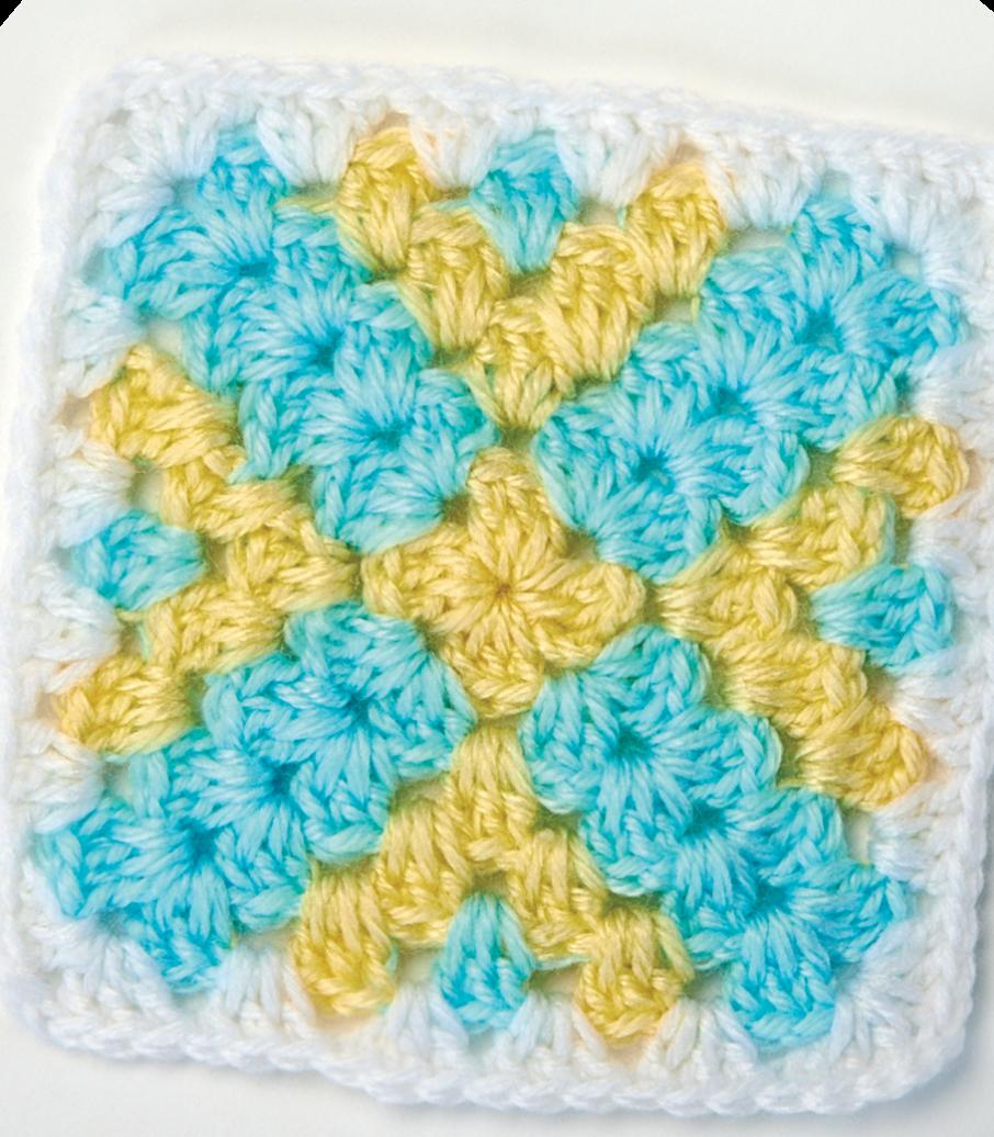 Yellow Cross Granny Square Crochet Pattern