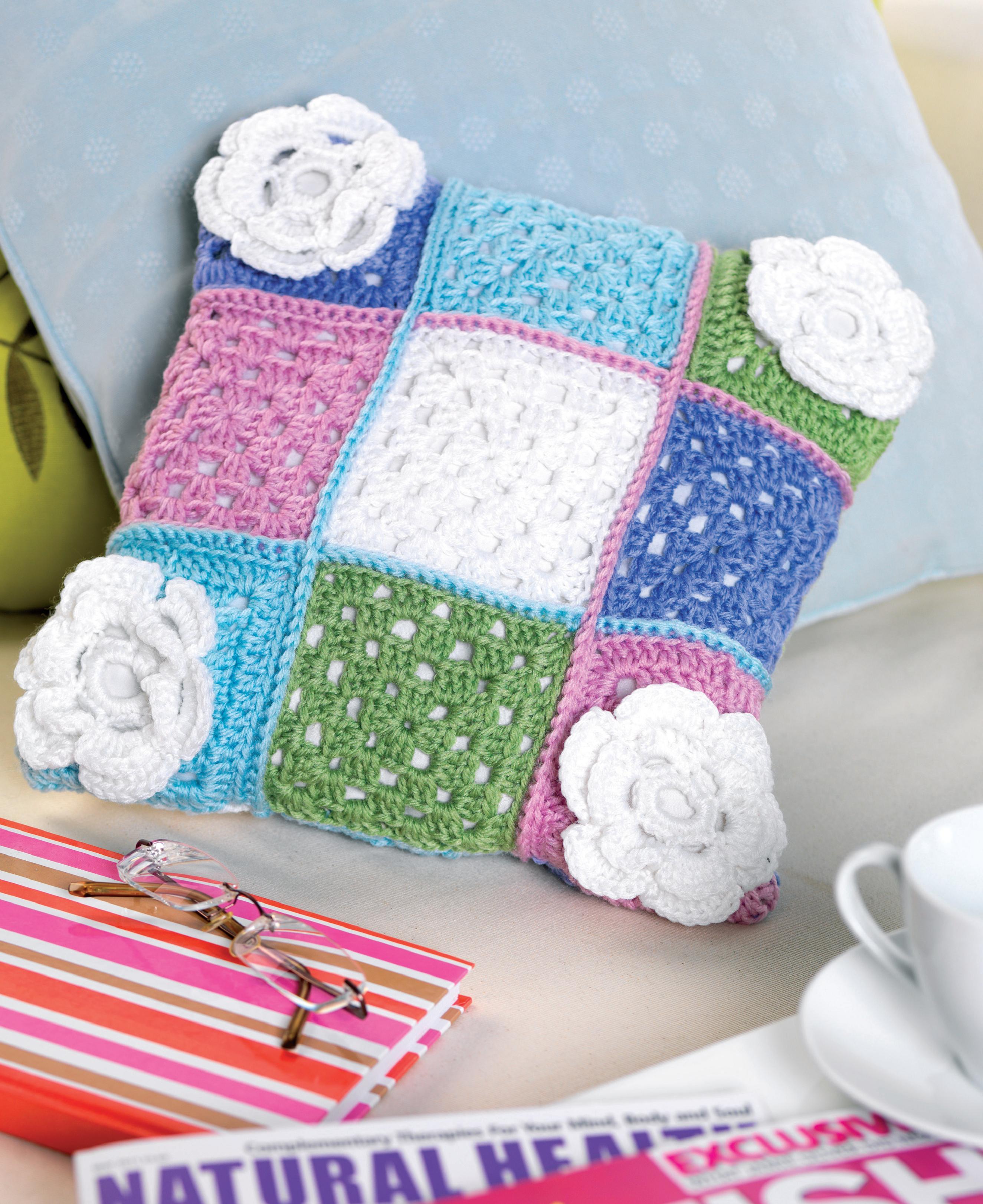 Floral granny square cushion Crochet Pattern